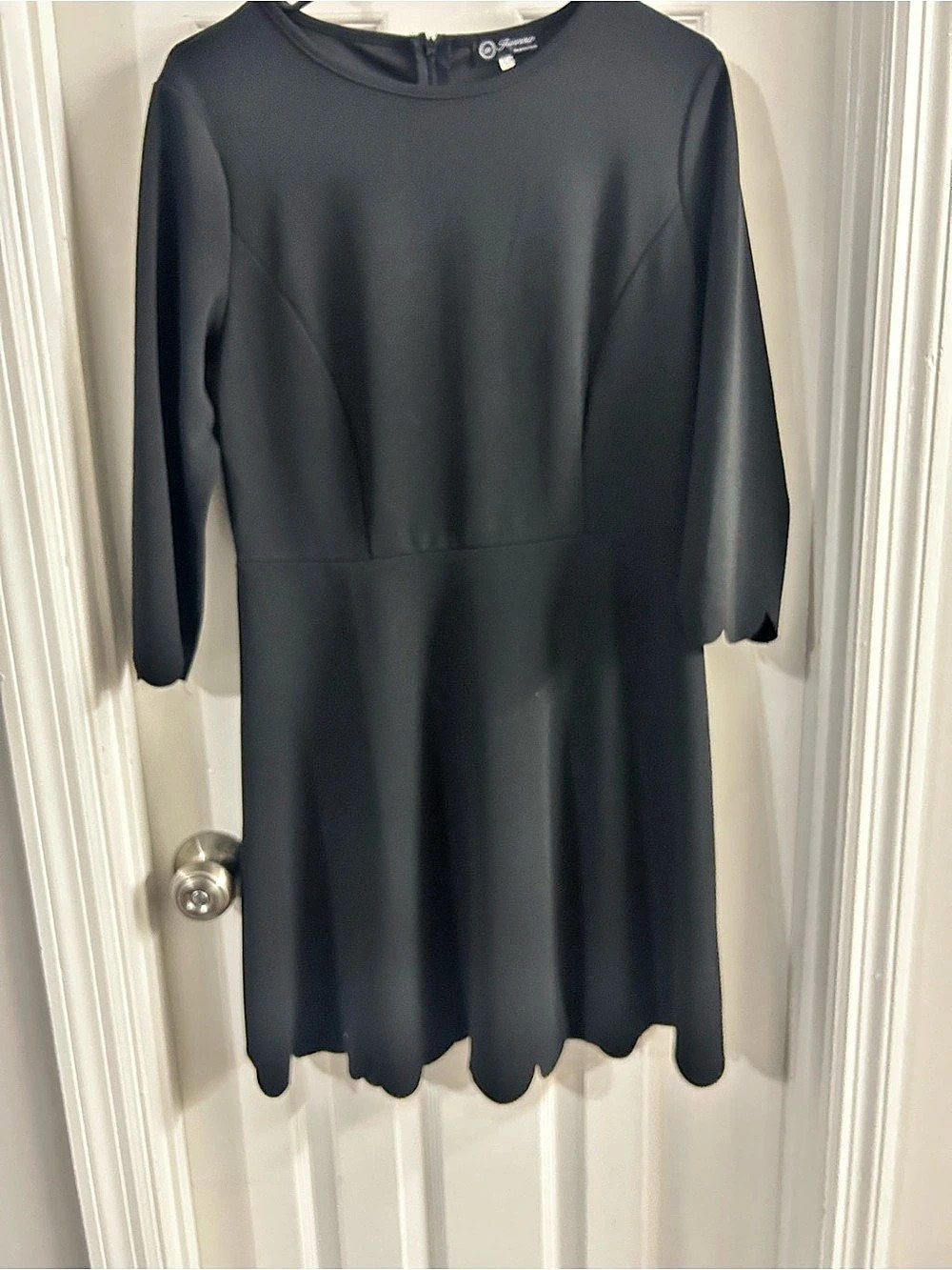 Maggy London Black Scalloped Hem Mini Dress Like New